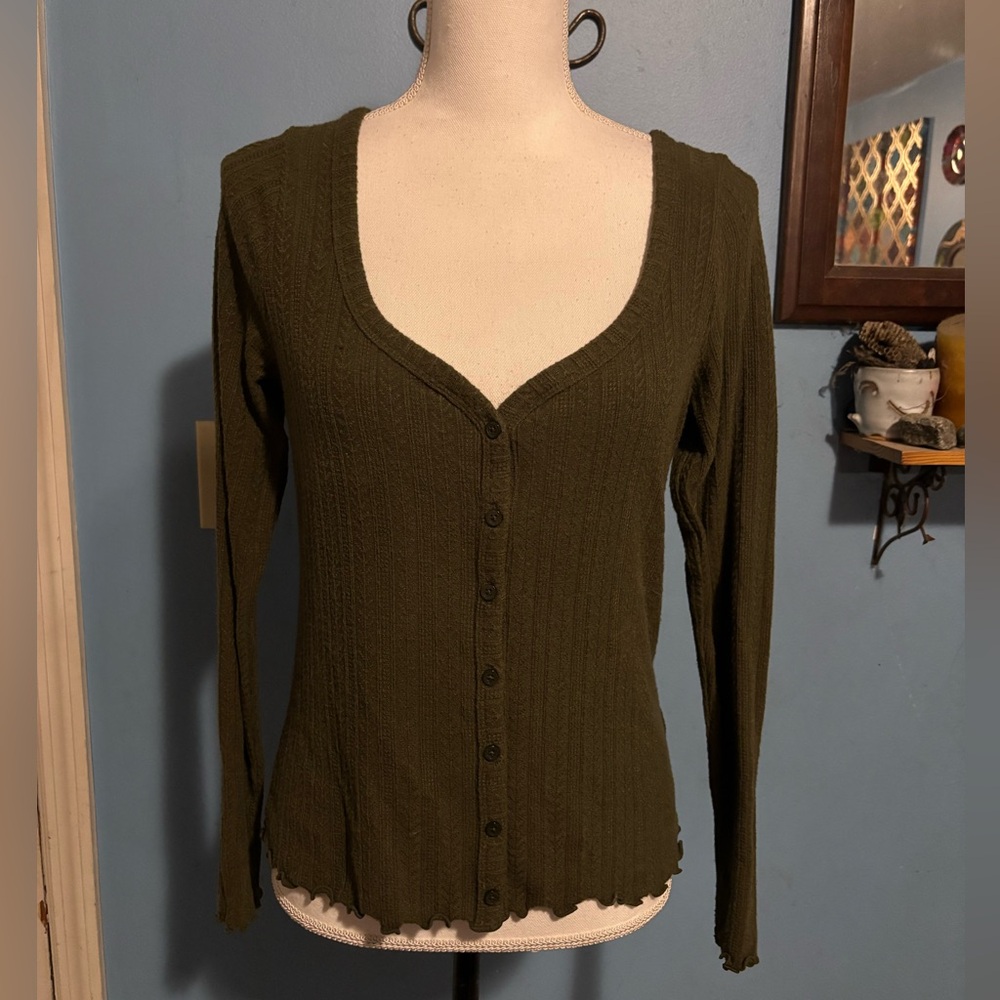 Old Navy, Olive Green, Long Sleeve, Top